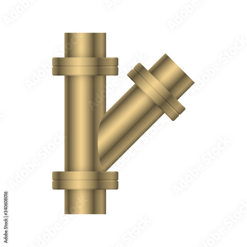 Pipe vector. Connection by flange fitting. For pipeline construction to transport liquid or gas in industry i.e. crude, oil, natural gas. Also water supply infrastructure in plumbing and irrigation.