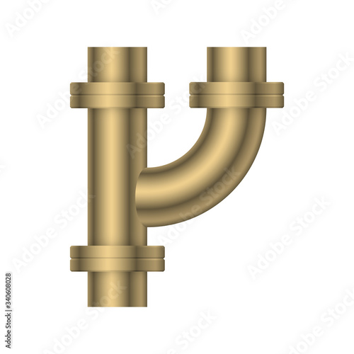 Pipe vector icon. Made from steel or metal connection by flange fitting fixing by screw and bolt. Part for pipeline construction to transport oil and gas in industry, water in plumbing and irrigation.