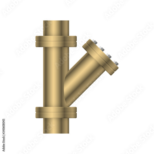 Pipe vector icon. Made from steel or metal connection by flange fitting fixing by screw and bolt. Part for pipeline construction to transport oil and gas in industry, water in plumbing and irrigation.