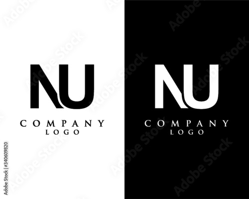 NU, UN initial letter logotype company logo design vector