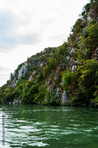 The mountains and the Danube river, Cazanele Dunarii, Romania. © Sulugiuc