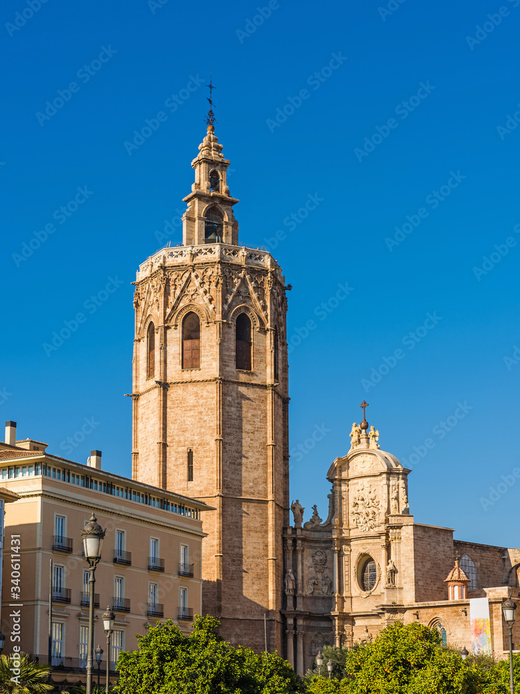 Valencia - the Cathedral of Valencia with its bell tower Micalet