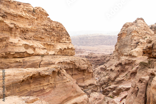 The panoramic view of Petra nature. Jordan landscape. Petra mountain range