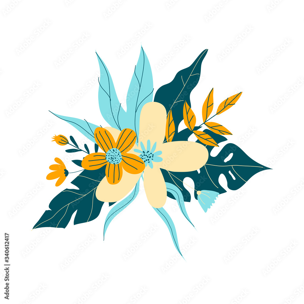 Fototapeta premium Colorful Bouquet with Flowers and Branches Vector Composition