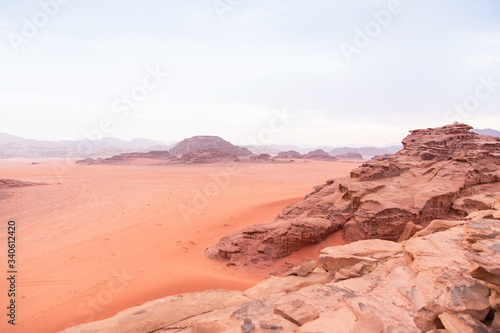 Sand-dunes and rocks in Wadi-Rum desert, Jordan, Middle East