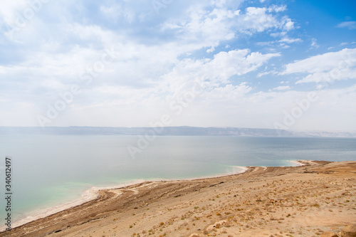 View of Dead Sea coastline  Jordan
