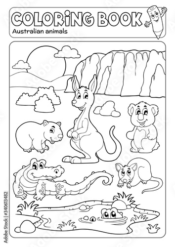 Coloring book various Australian animals