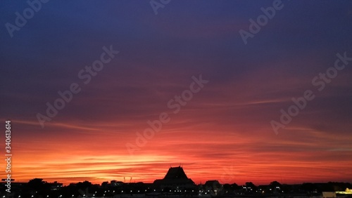 sunset over the city