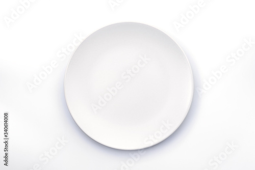 Empty White plate isolated on white background top view