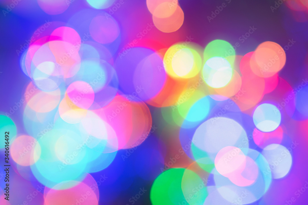 Colorful abstract blurred circular bokeh light of night city street for background. graphic design and website template design
