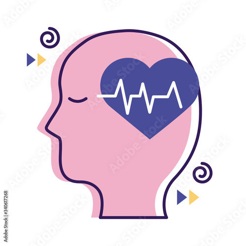 profile with heart cardio mental health flat style icon