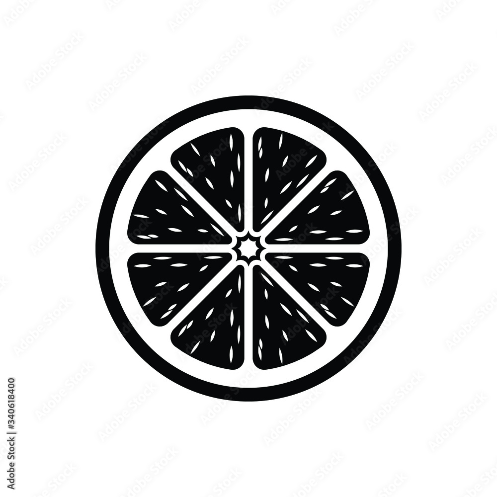 Citrus lemon orange lime grapefruit fruit half slice vector icon design illustration simple style with pulp. Black and white outline logo symbol for diet, health, nutrition. Citrus lemon orange lime grapefruit fruit half slice vector icon design illustration simple style with pulp. Black and white outline logo symbol for diet, health, nutrition.