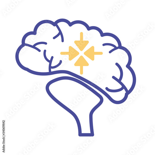 brain with arrows mental health line style