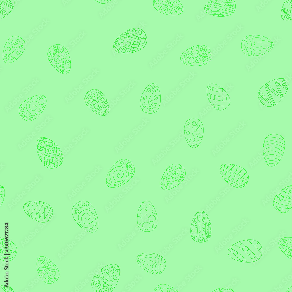 doodle vector easter eggs chaotic seamless pattern