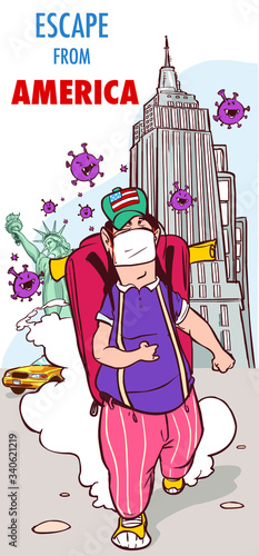 Vector illustration of a escape from america