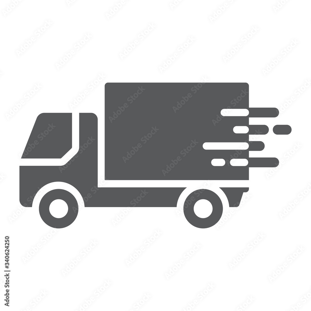 Fast shipping delivery glyph icon, logistic and delivery, truck sign vector graphics, a solid icon on a white background, eps 10. Fast shipping delivery glyph icon, logistic and delivery, truck sign vector graphics, a solid icon on a white background, eps 10.