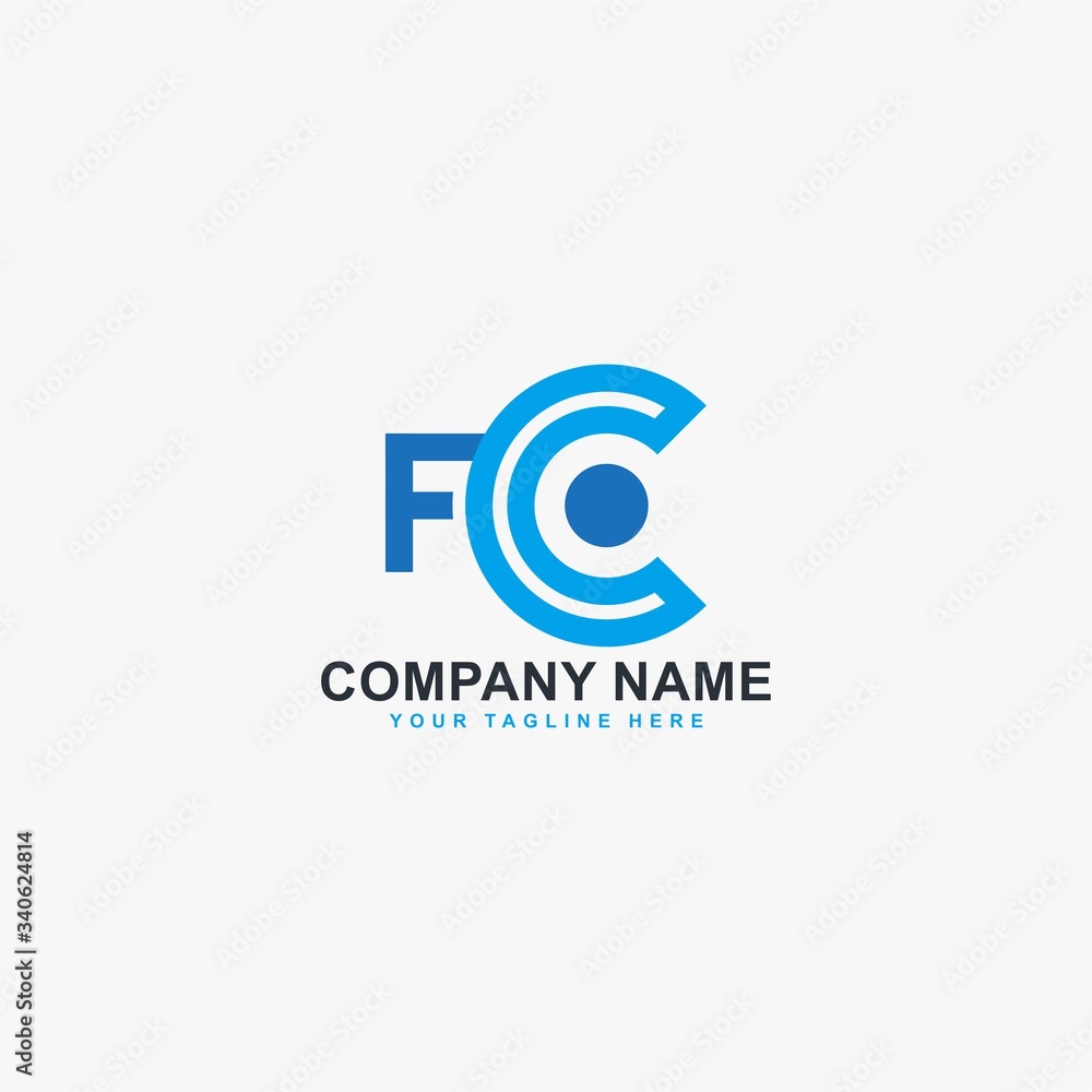 Letter FC logo design vector. Monogram FC abstract symbol. Type FC in circle vector icon. 
