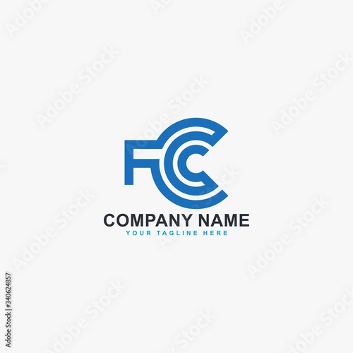 Letter FC logo design vector. Monogram FC abstract symbol. Type FC in circle vector icon. 