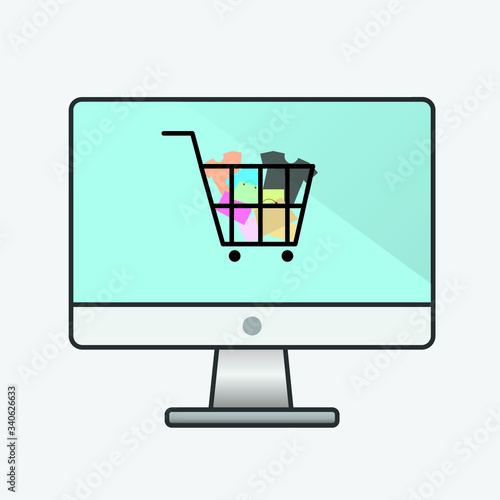 Online shopping concept icon. Shopping anywhere. Shopping from home. Online market technology. Easy shopping by digital communication