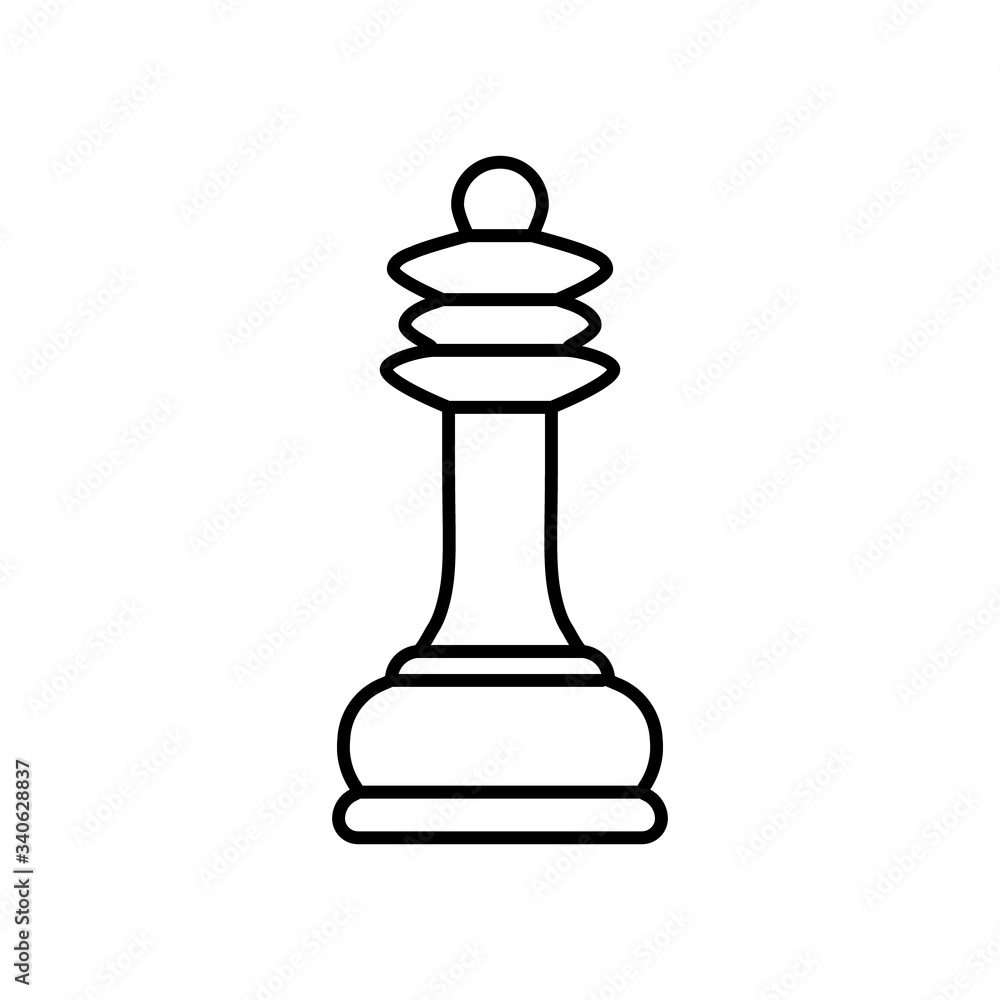 Line chess Queen piece icon isolated on white background. Board game. Black silhouette. Vector illustration. Line chess Queen piece icon isolated on white background. Board game. Black silhouette. Vector illustration.