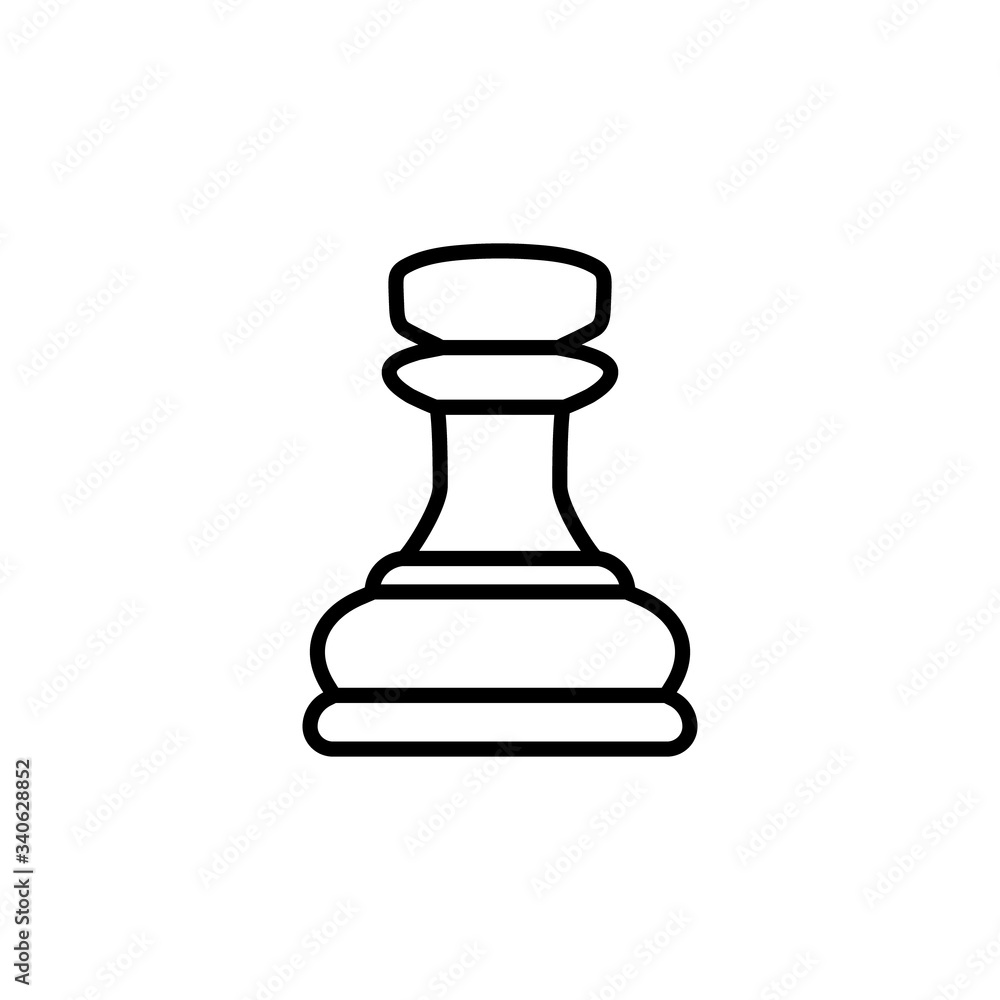 Line chess Rook piece icon isolated on white background. Board game. Black silhouette. Vector illustration. Line chess Rook piece icon isolated on white background. Board game. Black silhouette. Vector illustration.