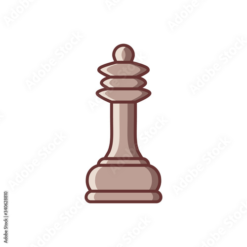 Flat chess Queen piece icon isolated on white background. Board game. Black silhouette. Vector illustration. © Oksana Minakova