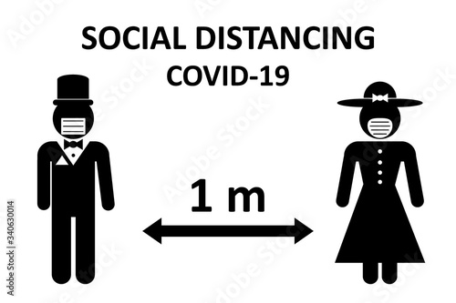 Illustration of social distancing.