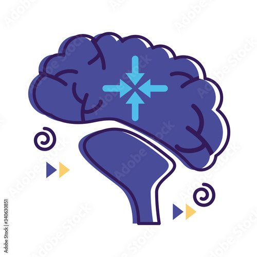 brain with arrows mental health flat style