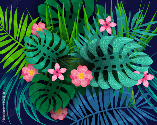Summer tropical leaves exotical plants palm jungle leaf