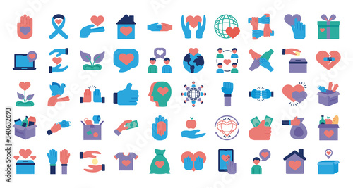 bundle of charity and solidarity icons