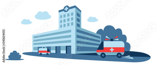 ambulance with a signal carries the patient to hospital