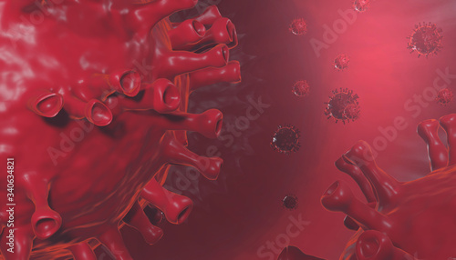 coronavirus COVID-19.,virus abstract background. 3D rendering of virus.