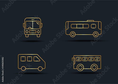 Abstract background of Bus sets,transportation,Gold color,vector illustrations