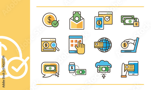 bundle of online banking set icons