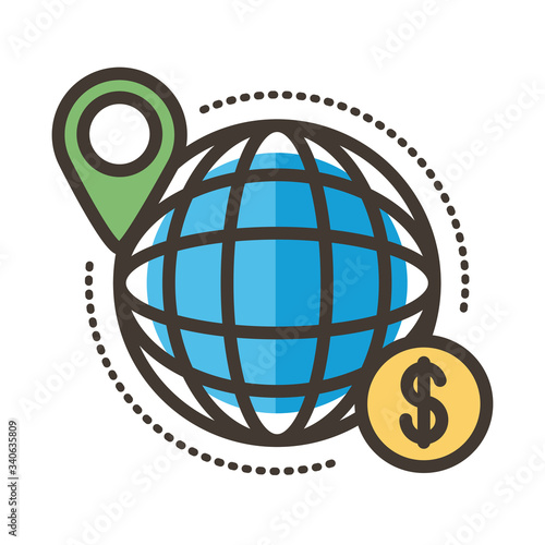 sphere browser with coin line and fill style