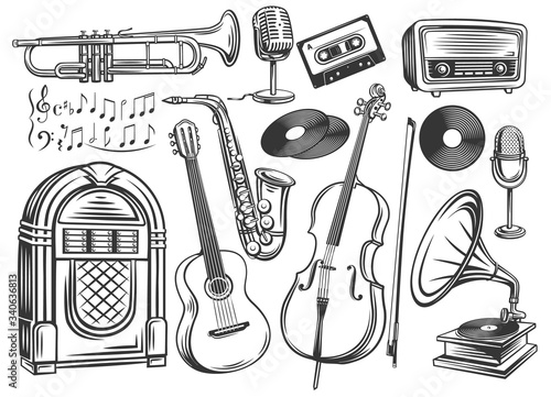 retro musical instruments symbol