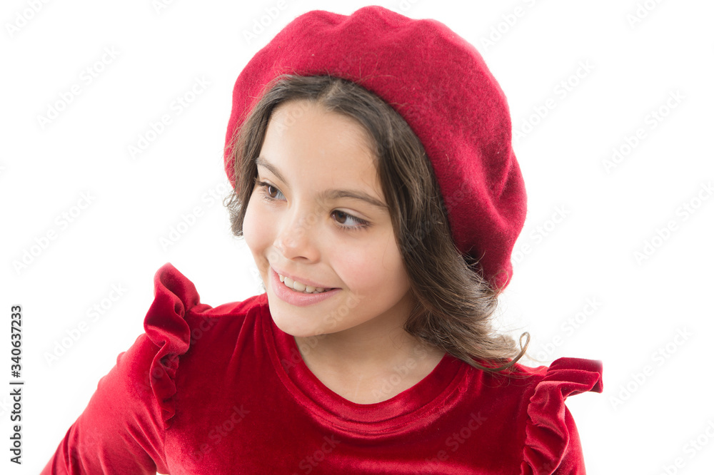 Fancy accessories. Fashion concept. Fashionable kid. Dreaming about french vacation. Happy girl. French style child. Parisian girl in beret. Fashion portrait cute girl wear trendy hat. Clothes shop Fancy accessories. Fashion concept. Fashionable kid. Dreaming about french vacation. Happy girl. French style child. Parisian girl in beret. Fashion portrait cute girl wear trendy hat. Clothes shop