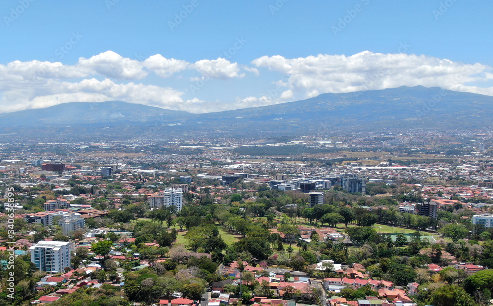 Aerial view of Escazu, Costa Rica including the Costa Rica Country Club and La Paco neighborhood