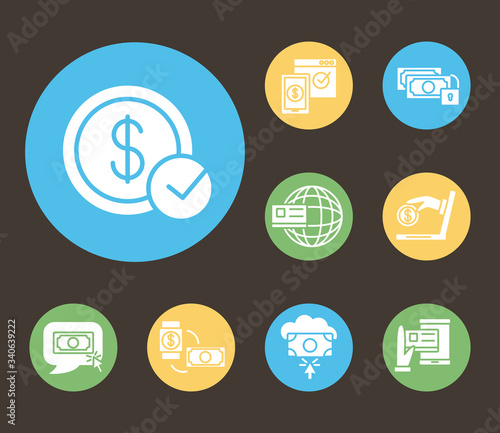 bundle of online banking set icons