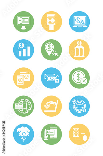 bundle of online banking set icons