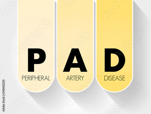PAD - Peripheral Artery Disease acronym, health concept background