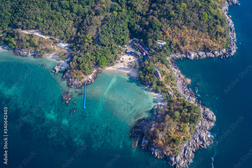 aerial view of the rocky coast paradise beach