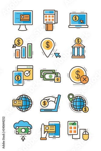 bundle of online banking set icons