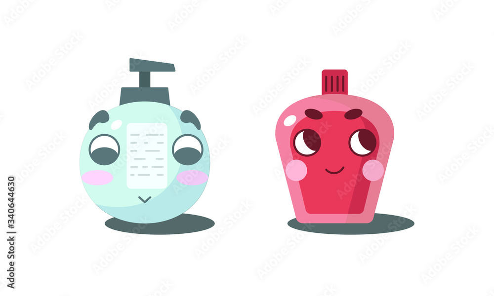 Obraz premium Cute bottles of hand sanitizer gel
