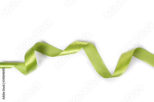 green  satin ribbon isolated on white background