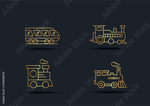 Abstract background of Train sets,transportation,Gold color,vector illustrations
