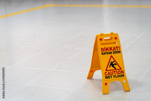 Warning signs for slippery floors