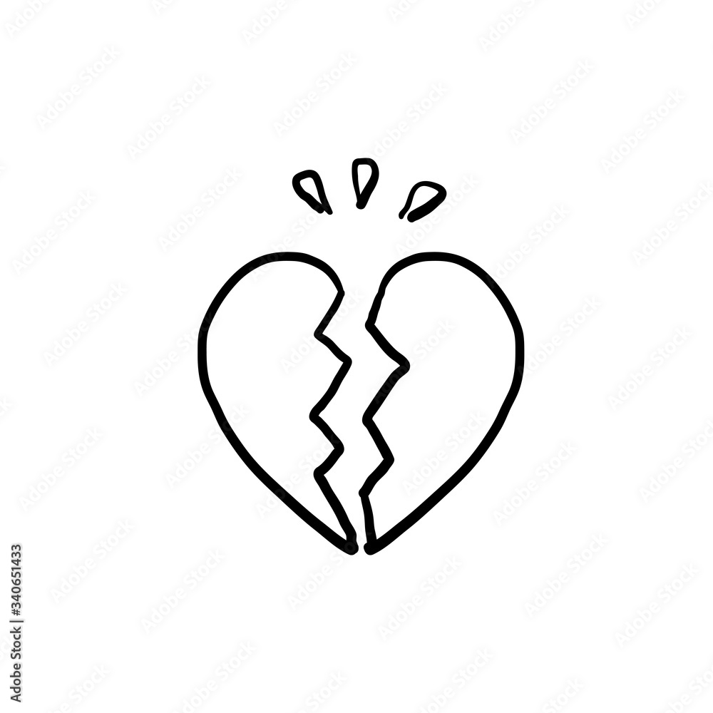 doodle broken heart illustration hand drawn style doodle broken heart illustration hand drawn style