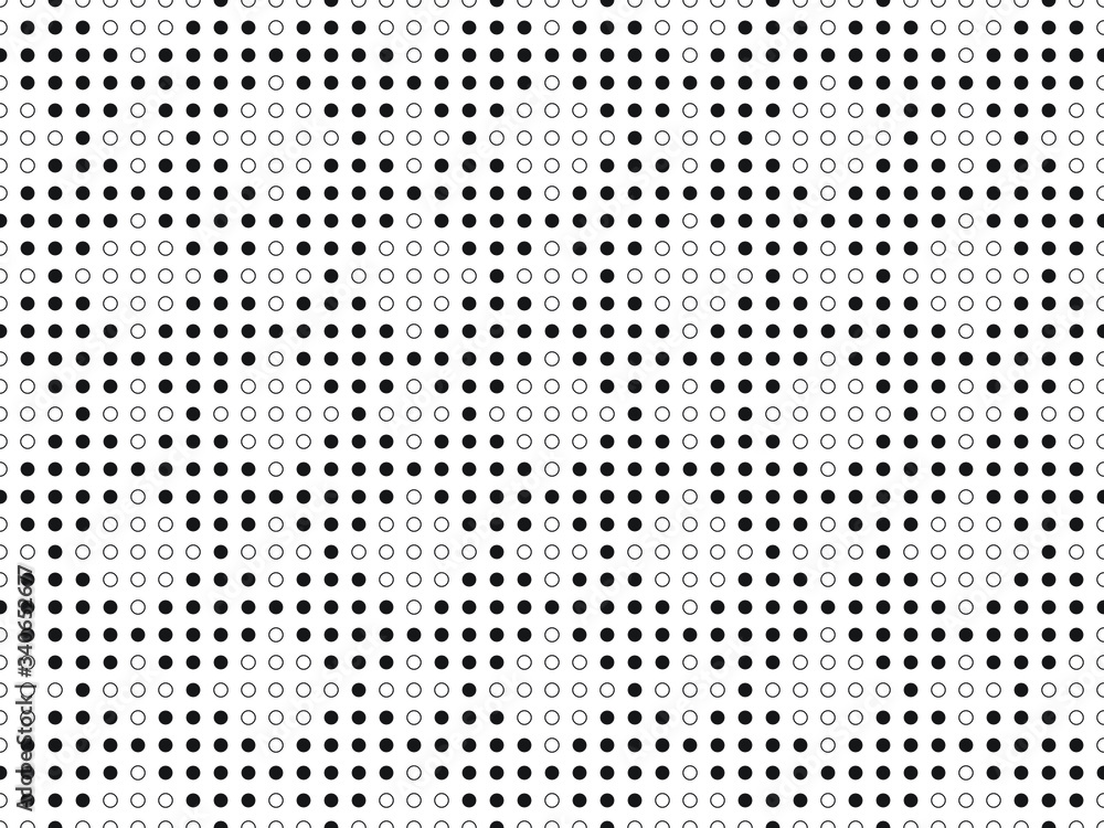 Seamless monochrome ethnic motif background wallpaper of circular black and white dots in mosaic pattern