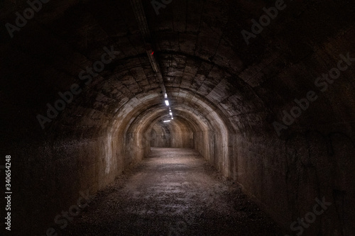 Military tunnel in Rijeka, Croatia. Now this pedestrian tunnel is popular tourist attraction. June 2019
